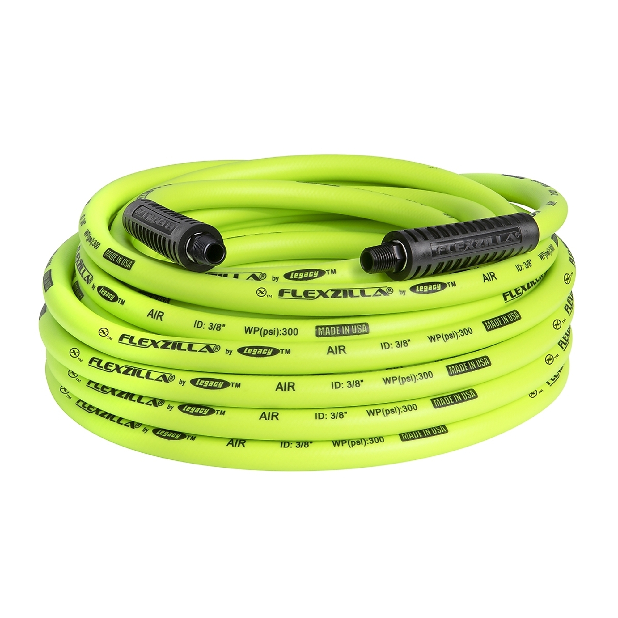 Legacy Flexzilla®, Air Hose, 3/8in. x 50ft., 1/4in. MNPT Fittings, Hose Diameter 3/8 in, Hose Length 50 ft, Model# HFZ3850YW2-E
